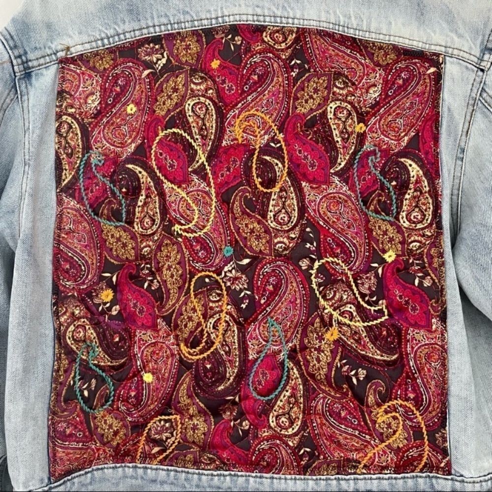 Free people jeans jacket size XS oversized impeccable paisley - Picture 7 of 17